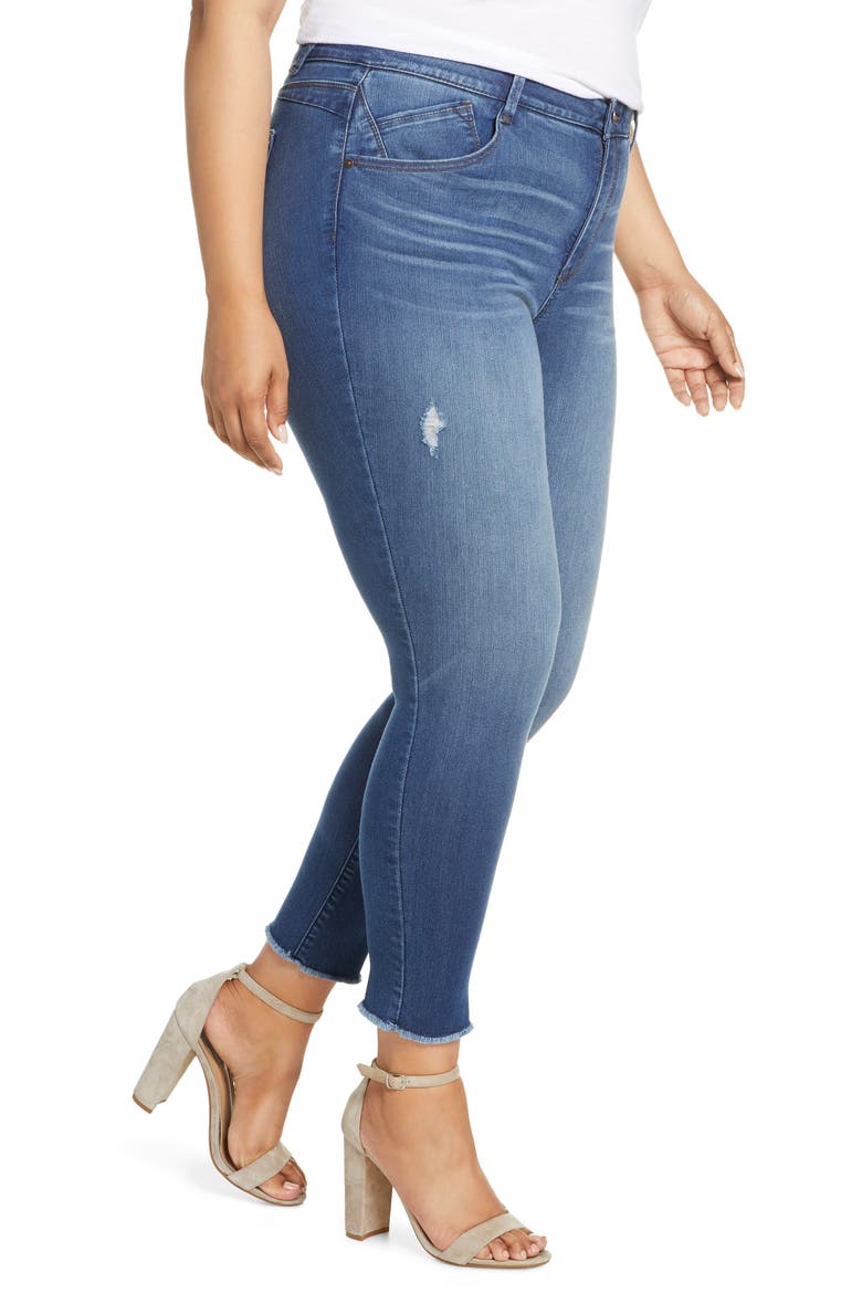 Ab-Solution Fray Hem Ankle Skinny Jeans (Nordstrom Exclusive), Alternate, color, BLUE