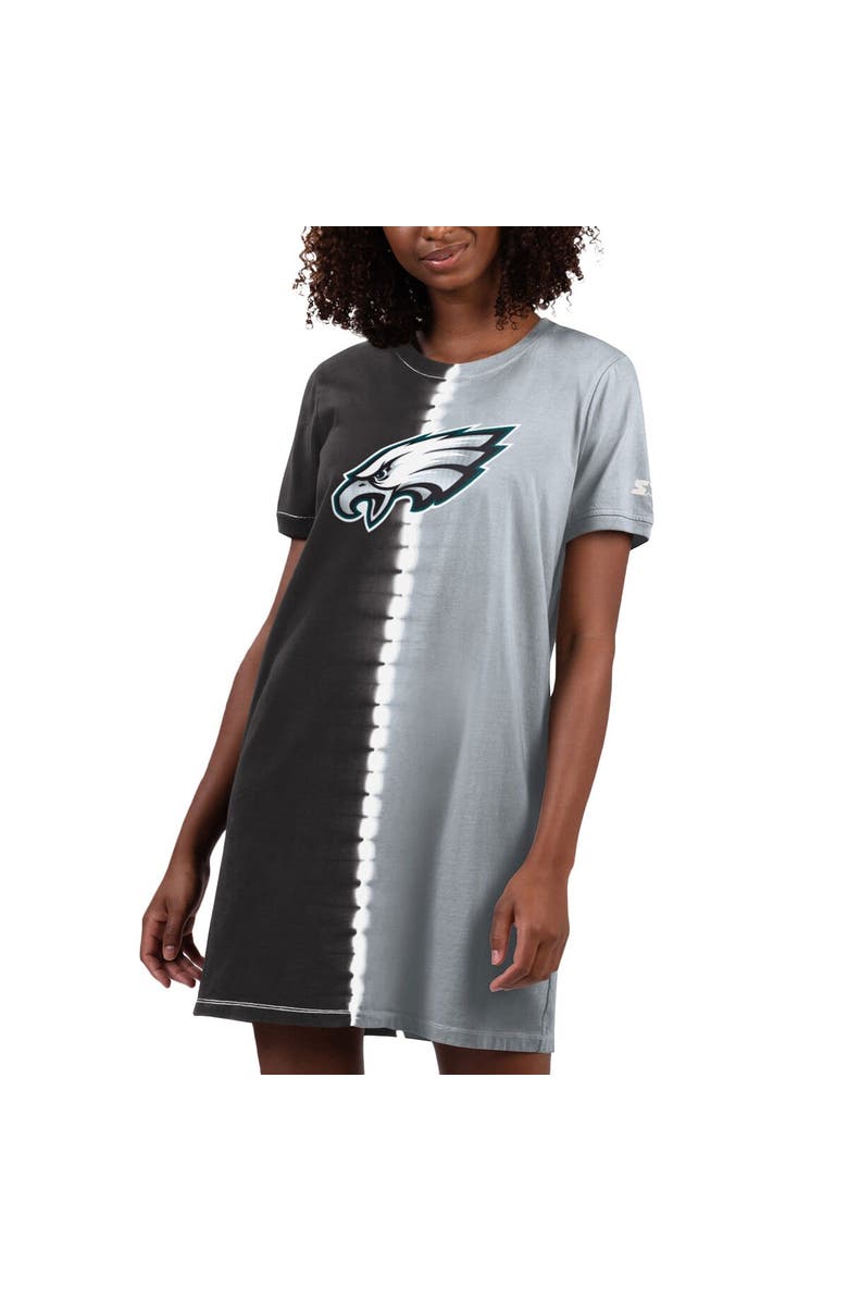 STARTER Women's Starter Black Philadelphia Eagles Ace Tie-Dye T-Shirt Dress, Alternate, color, 