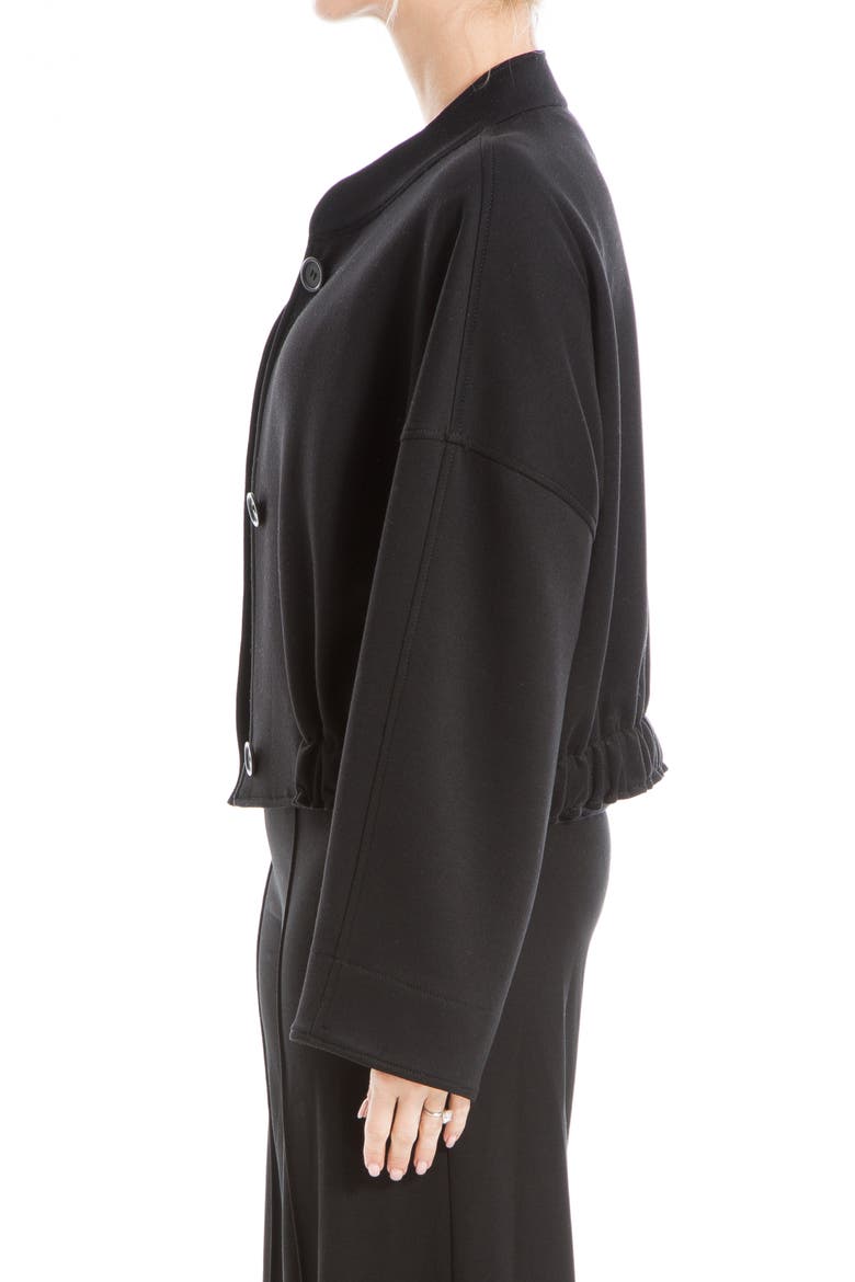 Brushed Knit Cropped Bomber Jacket, Alternate, color, BLACK