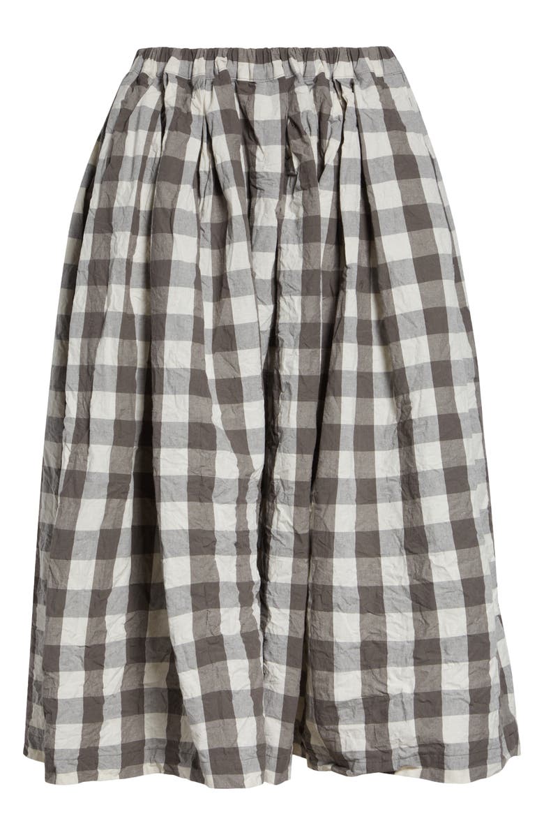 Tao Comme des Garçons Gingham Crinkled Cotton & Linen Midi Skirt, Main, color, Gray/ White