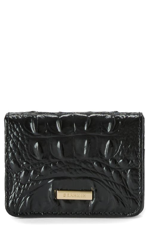 Brahmin Clementine Embossed Leather Card Case In Black