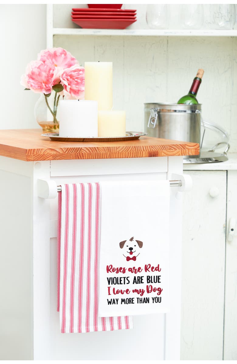 C&F Home I Love My Dog Embroidered Cotton Flour Sack Kitchen Dishtowel, Alternate, color, Red