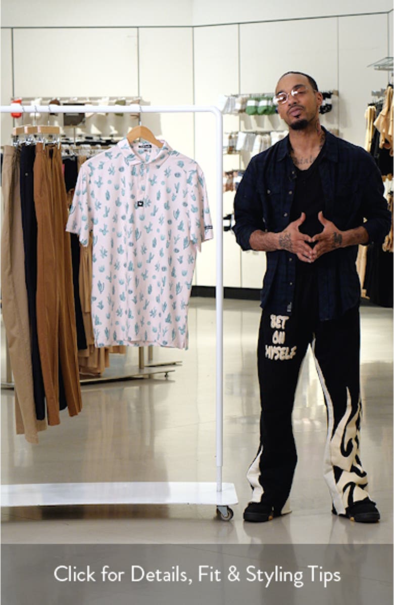 Thorn in your Side Cactus Print Performance Golf Polo, sales video thumbnail