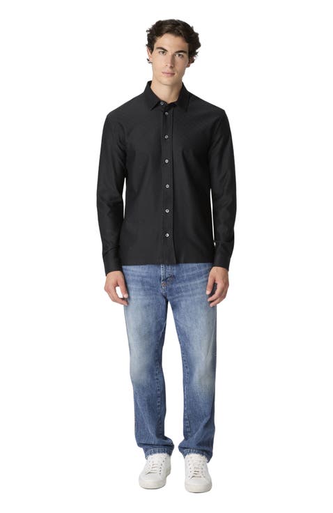 Zigzag Jersey Cotton Shirt Tone On Tone