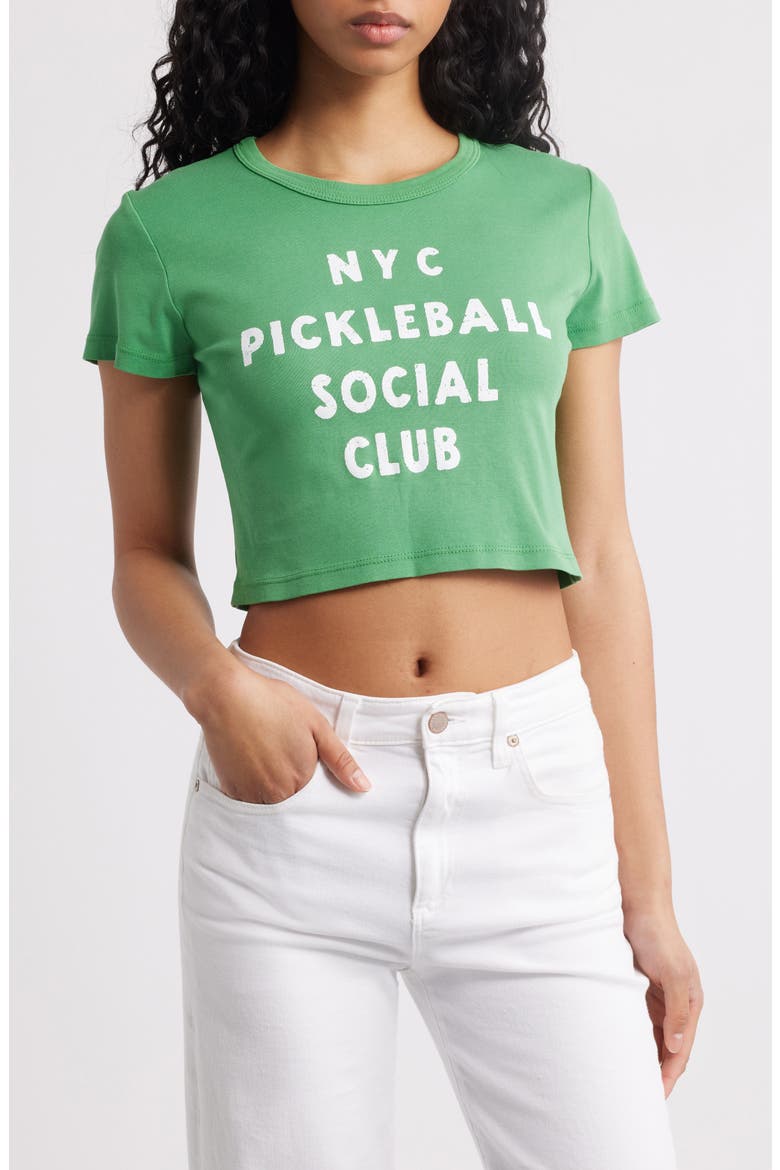 NYC Pickleball Cotton Graphic Baby Tee, Main, color, LEPRACHAUN