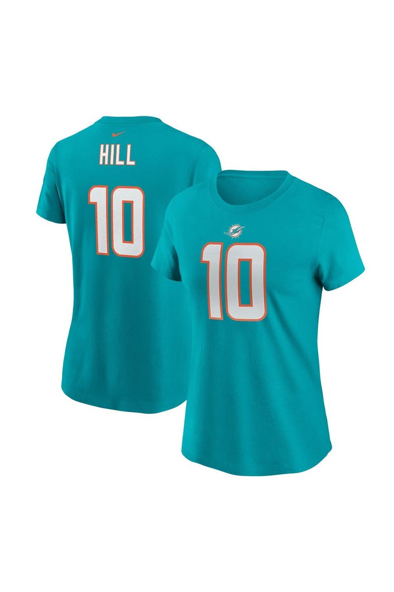 Women's Nike Tyreek Hill Aqua Miami Dolphins Player Name & Number T-Shirt, Main, color, Aqua
