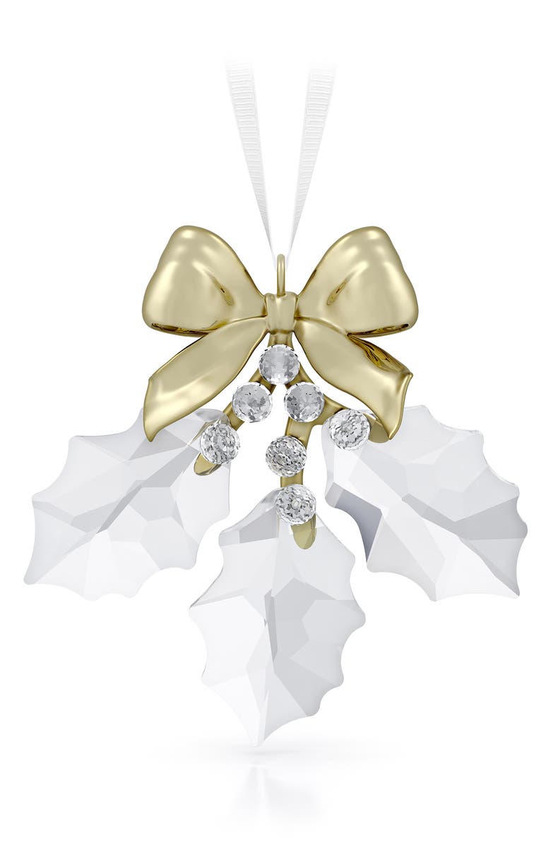 Swarovski Holiday Magic Holly Leaves Crystal Ornament, Main, color, Clear / Gold