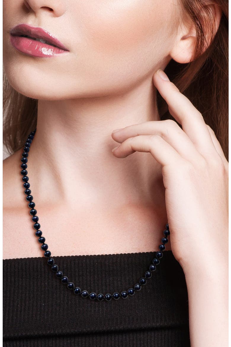 Cultured Black Pearl Necklace, 5–5.5mm, Alternate, color, BLACK