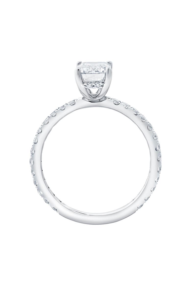 Diadem 14K White Gold Emerald Cut Lab Grown Diamond Hidden Halo Engagement Ring - 2 ctw, Alternate, color, 14K White Gold