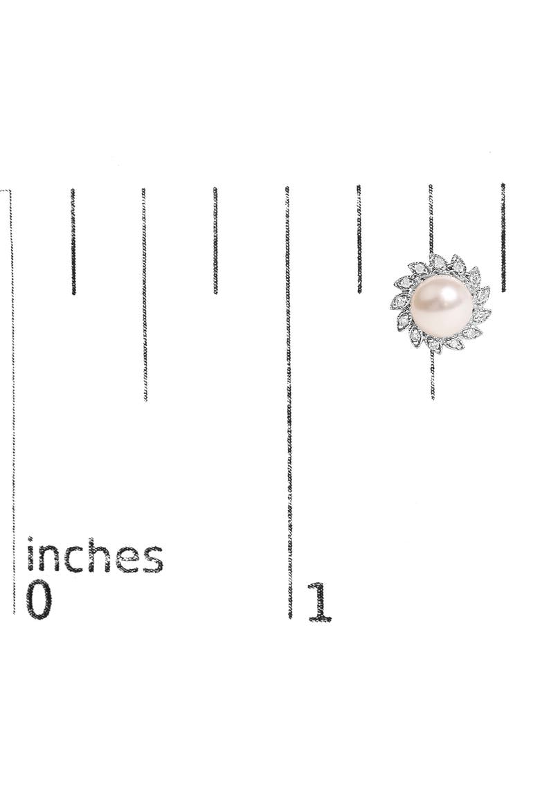 10K White Gold Pearl and Diamond Accent Halo Stud Earrings, Alternate, color, White
