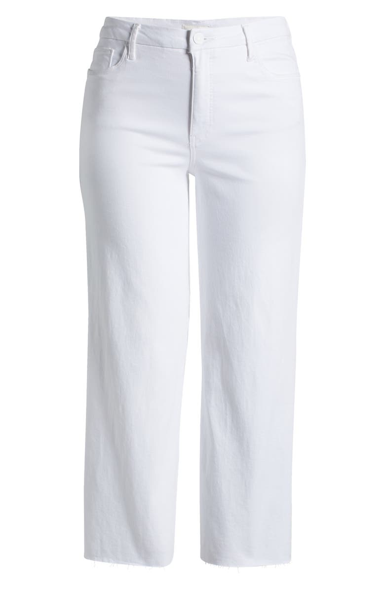 KUT from the Kloth Meg Fab Ab High Waist Raw Hem Ankle Wide Leg Jeans, Alternate, color, Optic White