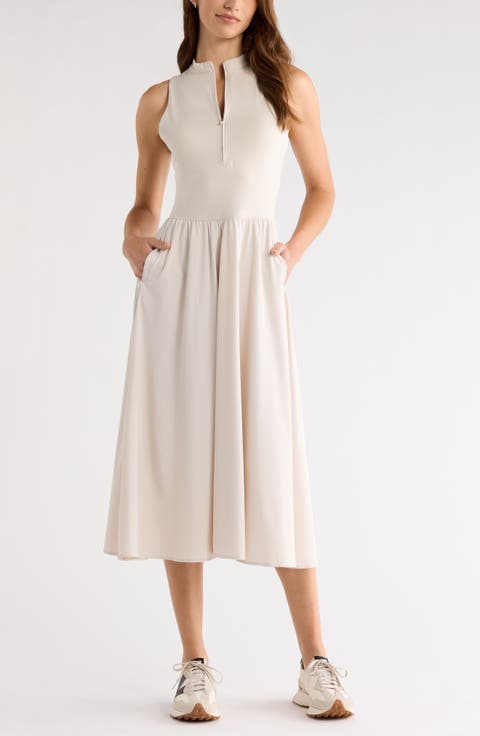 Atlas Zip Front Sleeveless Midi Dress