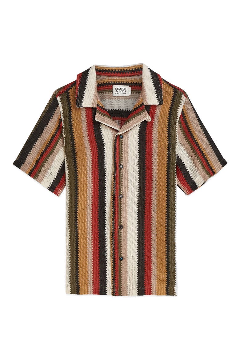 Kids' Stripe Knit Button-Up Shirt, Main, color, MULTI COLOR STRIPE