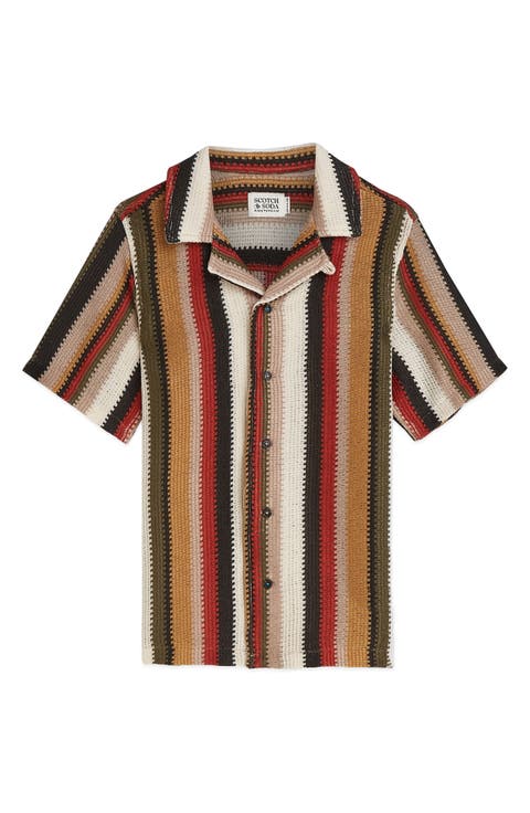 Kids' Stripe Knit Button-Up Shirt (Big Kid)