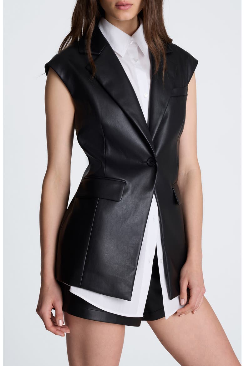 Layered Faux Leather Vest & Shirt Set, Alternate, color, BLACK/ PURE WHITE