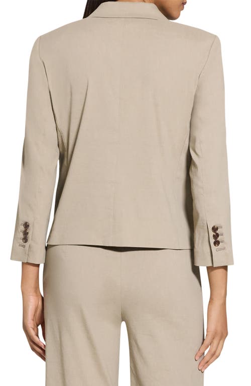 Theory Shrunked Crop Linen Blend Blazer In Soft Taupe