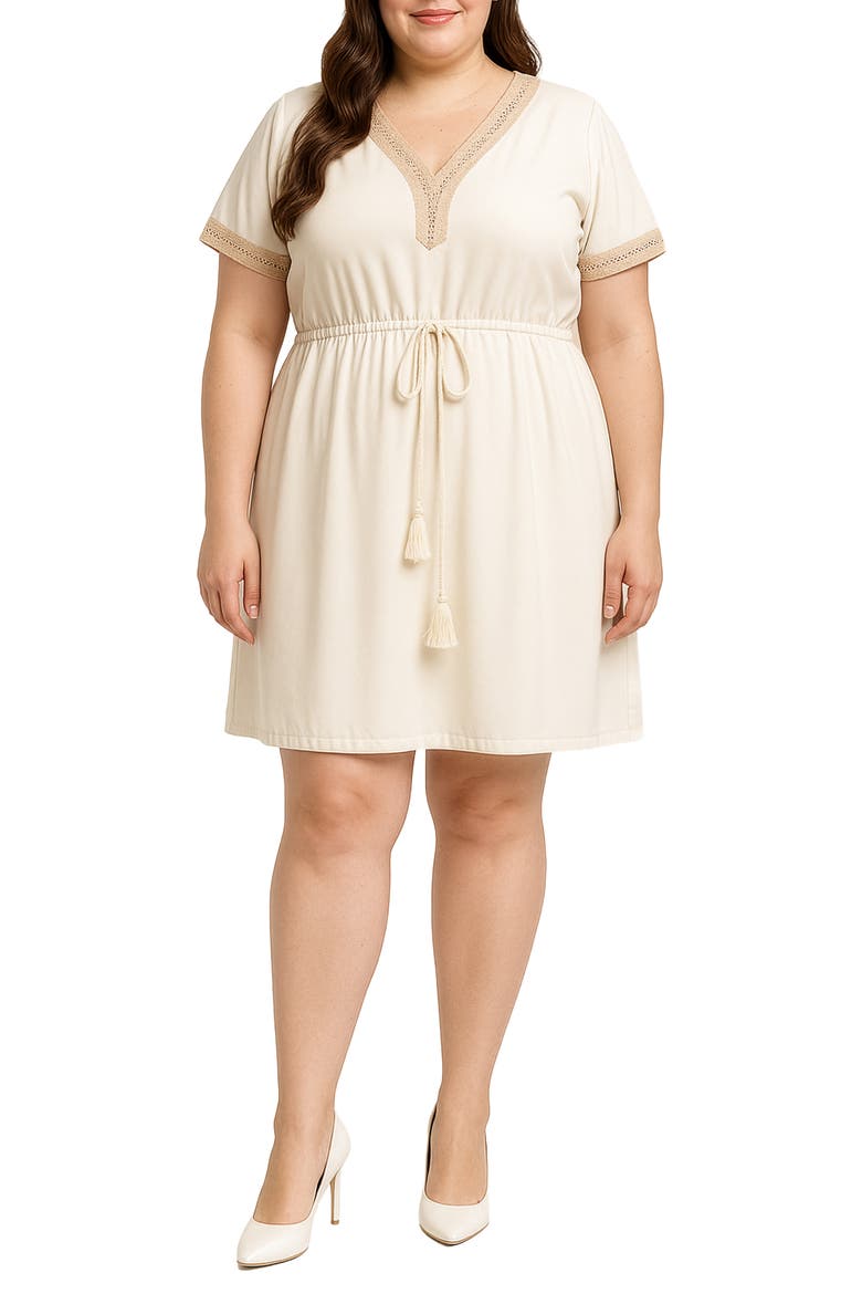 Lace Trim Minidress, Main, color, WHITE
