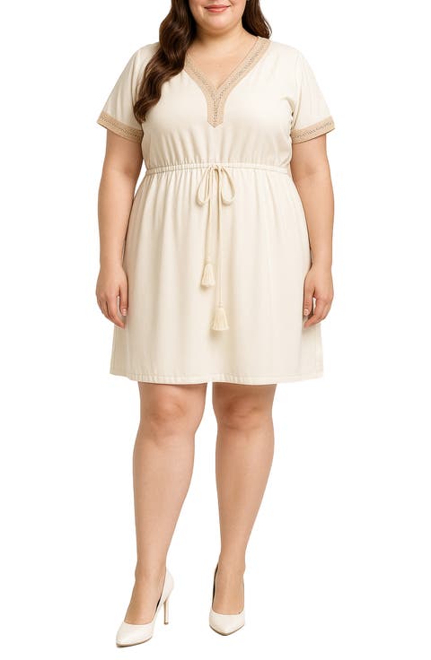 Lace Trim Minidress (Plus)