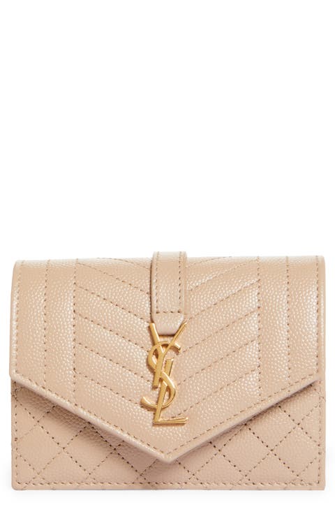 Monogram Pebbled Leather Envelope Card Case