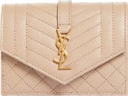 Saint Laurent Monogram Pebbled Leather Envelope Card Case