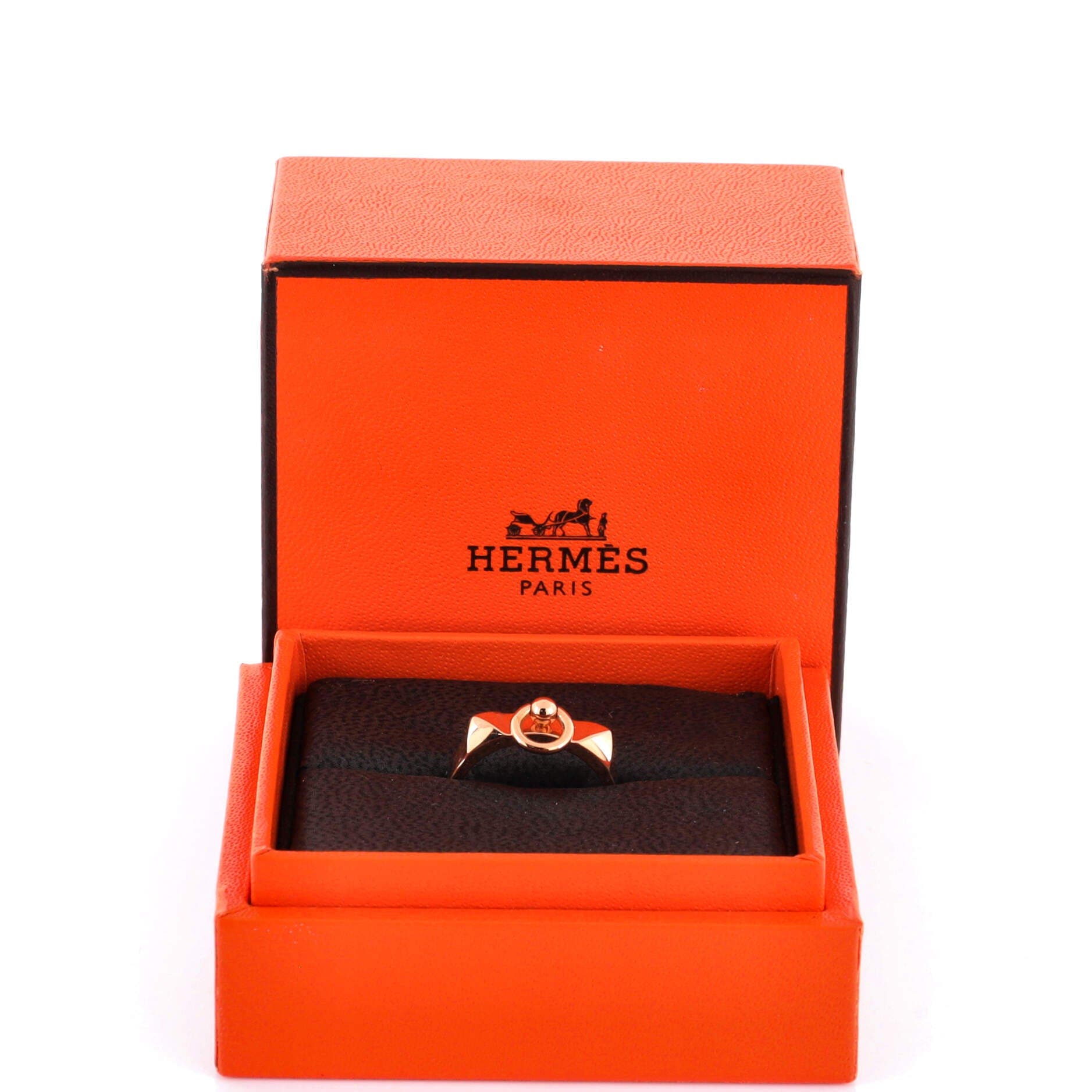 Pre-Owned Hermes Collier de Chien Ring 18K Rose Gold Small, Alternate, color, Rose Gold