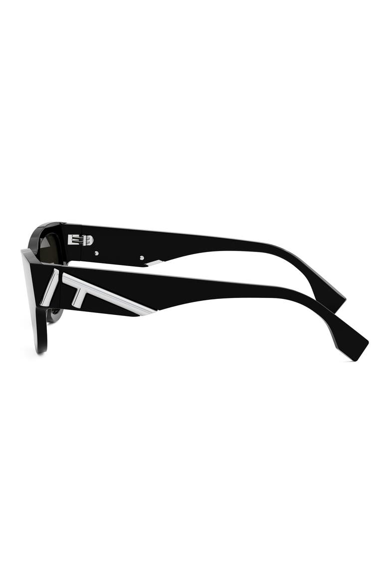 'Fendi First 53mm Cat Eye Sunglasses, Alternate, color, SHINY BLACK / SMOKE