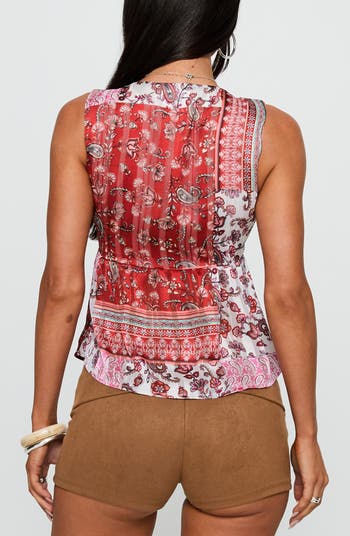 Lovely Bunch Pleated Mixed Print Tank
