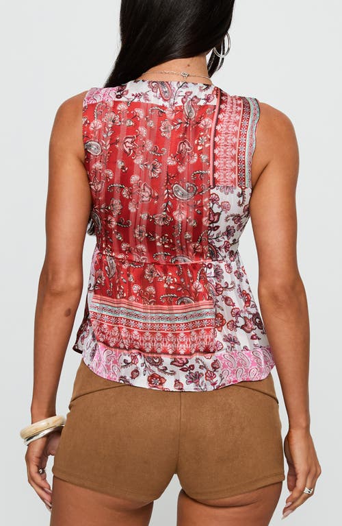 Princess Polly Lovely Bunch Pleated Mixed Print Tank In Pink