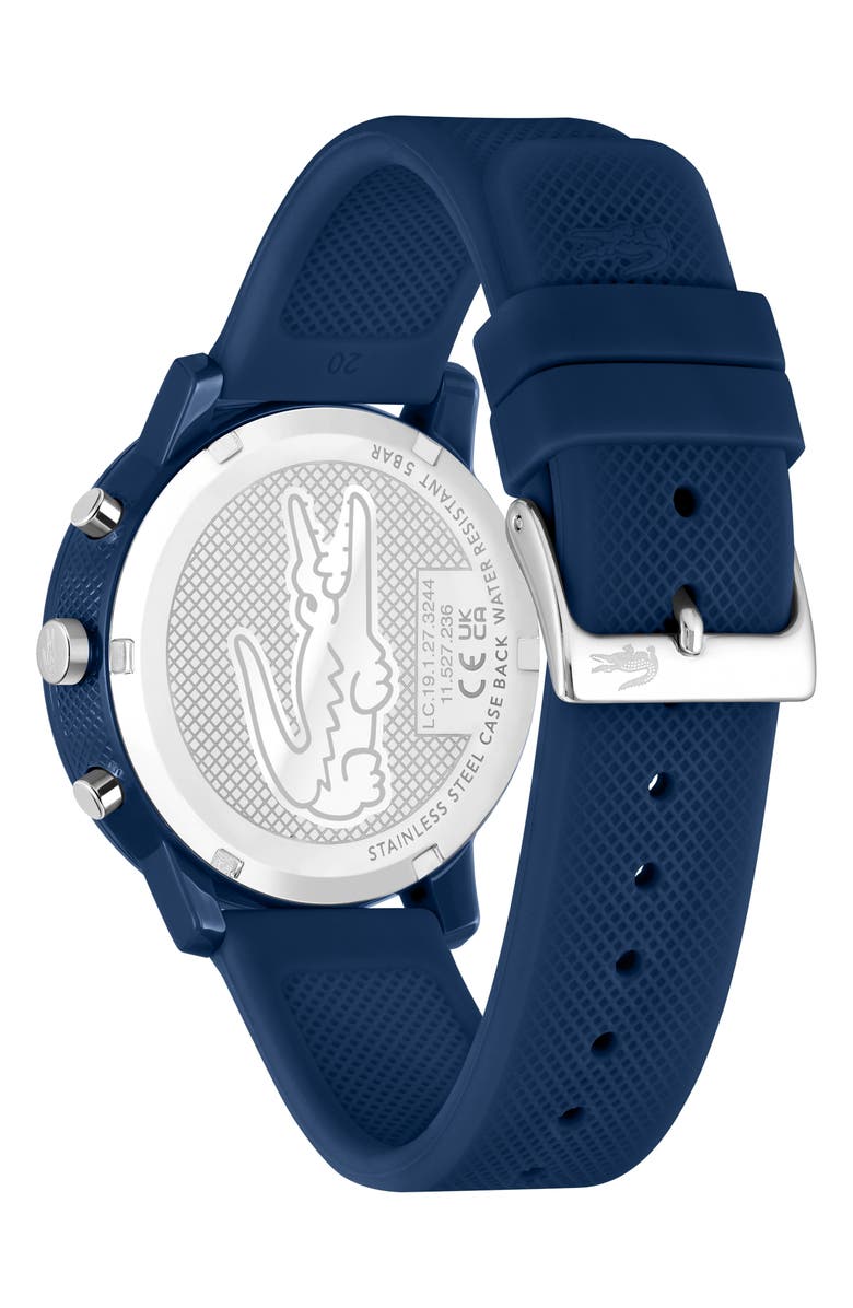 Lacoste 12.12 Chronograph Silicone Strap Watch, 44mm, Alternate, color, 