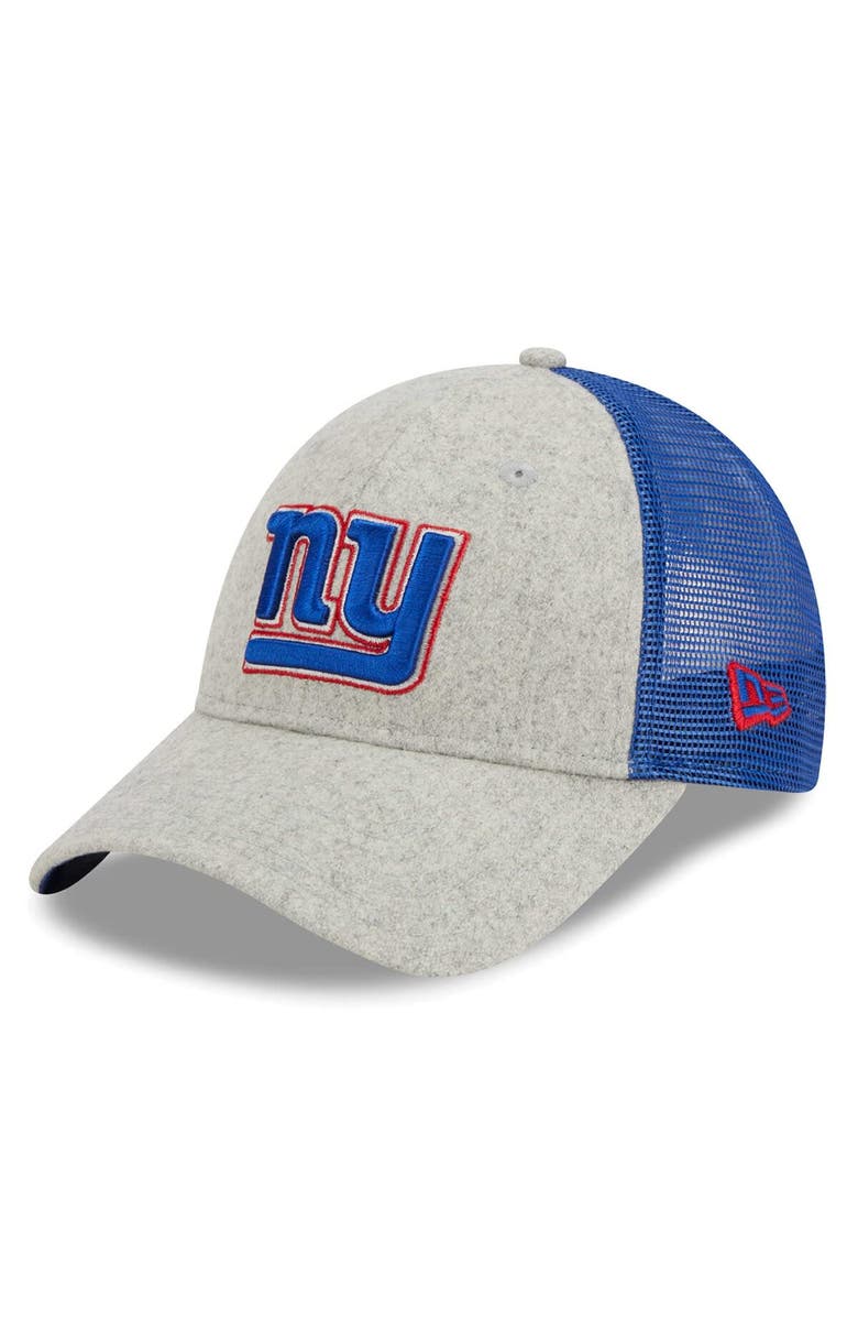 New Era Men's New Era Heather Gray/Royal New York Giants Pop Trucker 9FORTY Adjustable Hat, Main, color, Heather Gray