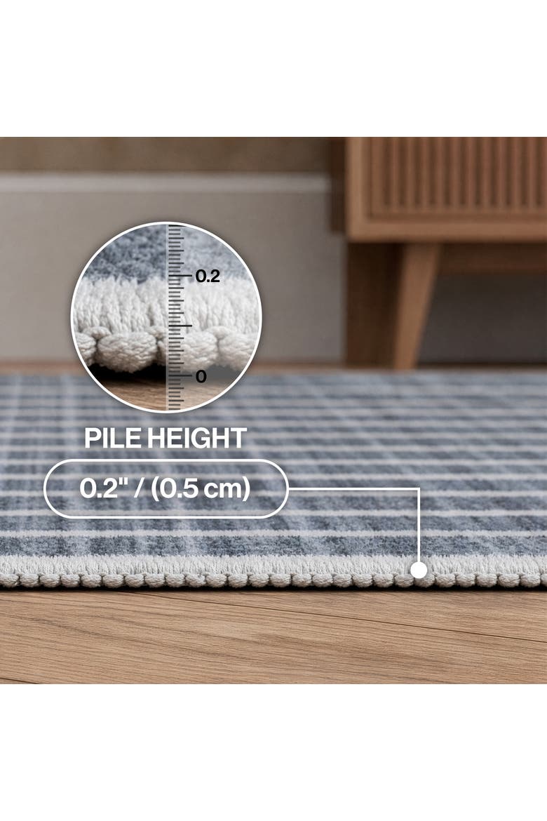 Orton Distressed Ticking Stripe Non-Slip Machine-Washable Rug, Alternate, color, Navy/Cream