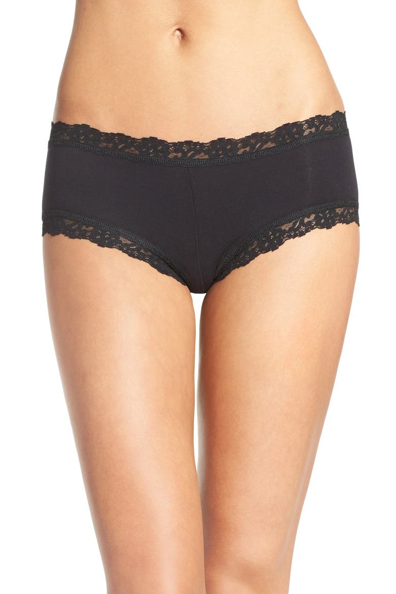 Stretch Supima® Cotton Boyshorts, Main, color, BLACK
