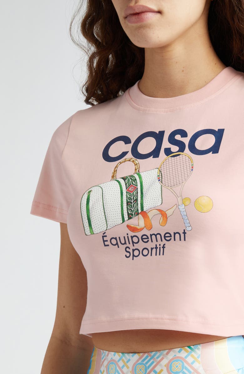 Casablanca Équipement Sportif Crop Stretch Pima Cotton Graphic T-Shirt, Alternate, color,