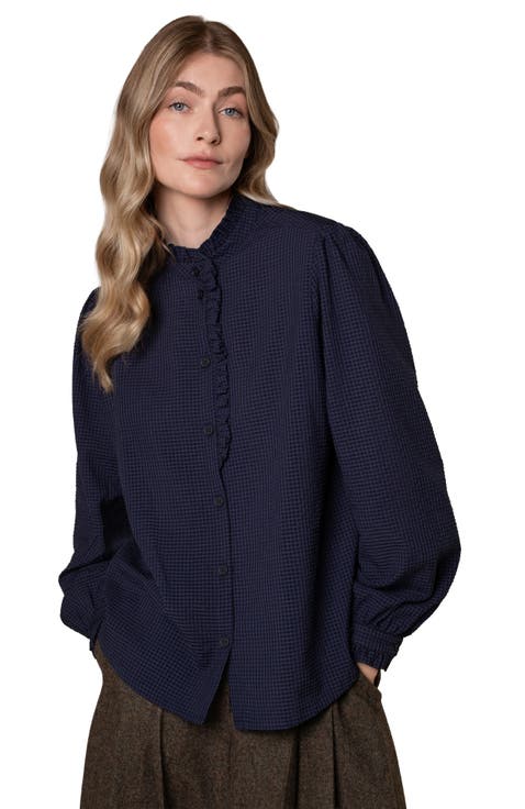 Textured Frill Collar Blouse