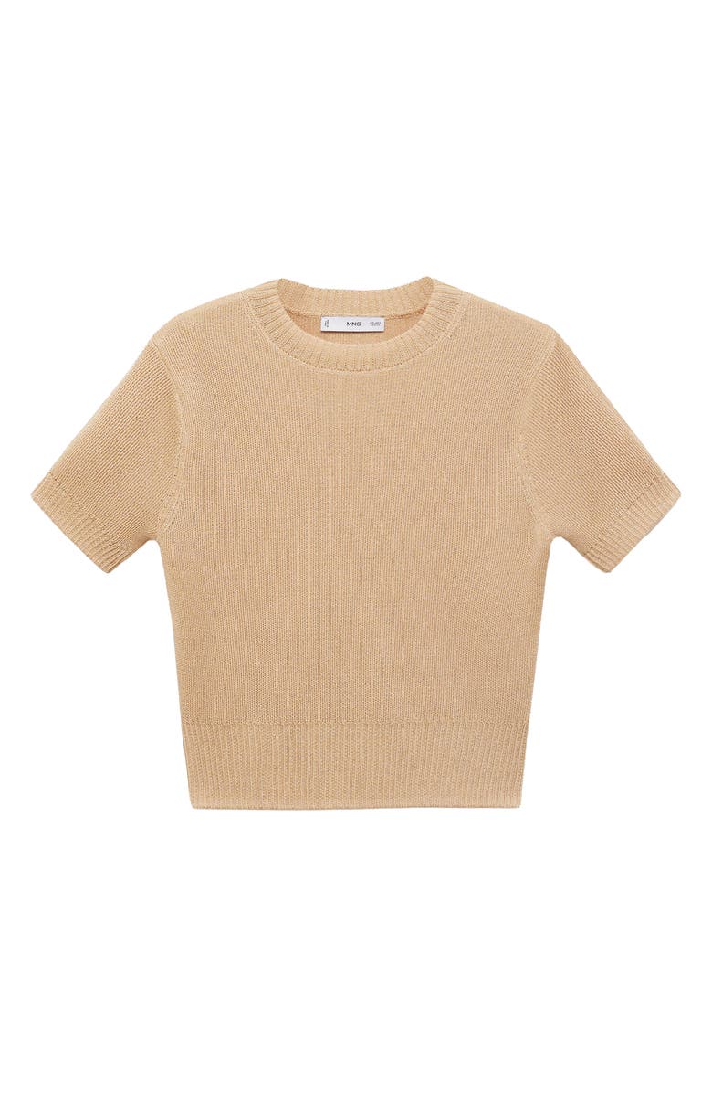 MANGO Short Sleeve Crop Sweater, Alternate, color, Light/ Pastel Grey