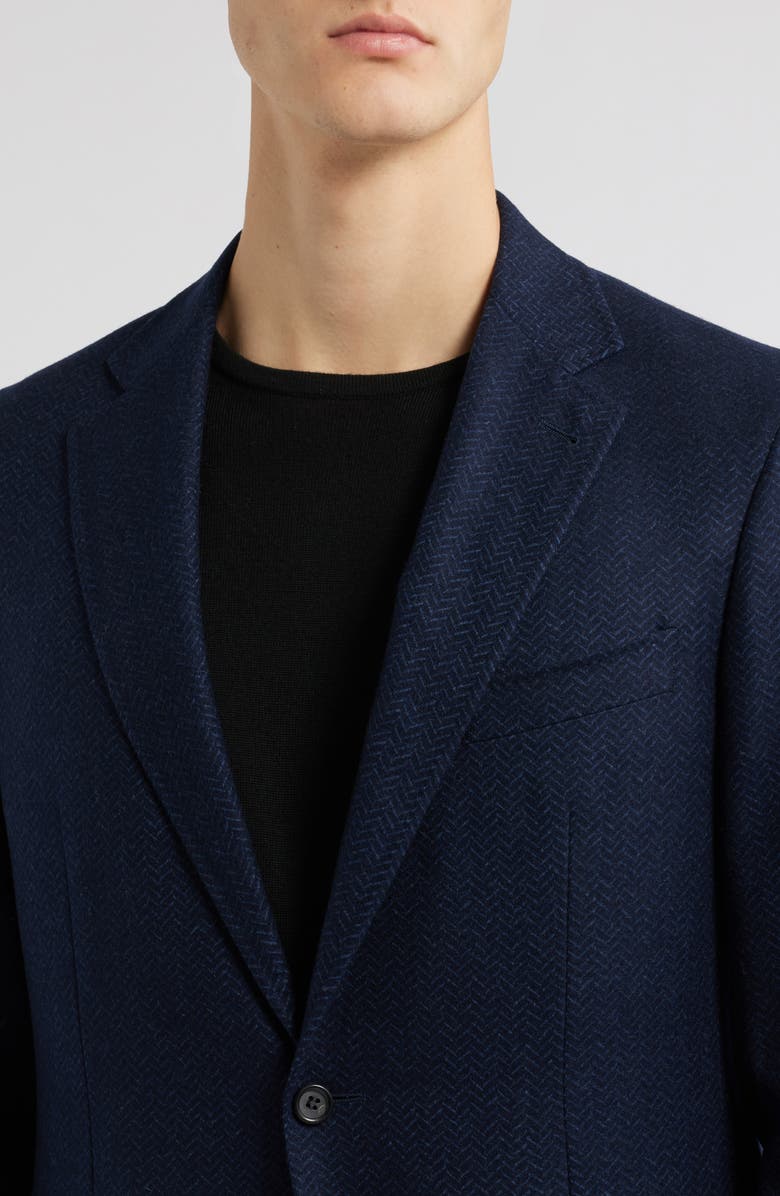 Canali Kai Trim Fit Navy Wool Herringbone Sport Coat, Alternate, color,