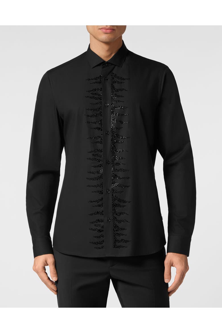 Shirt Slim Fit Men, Main, color, black