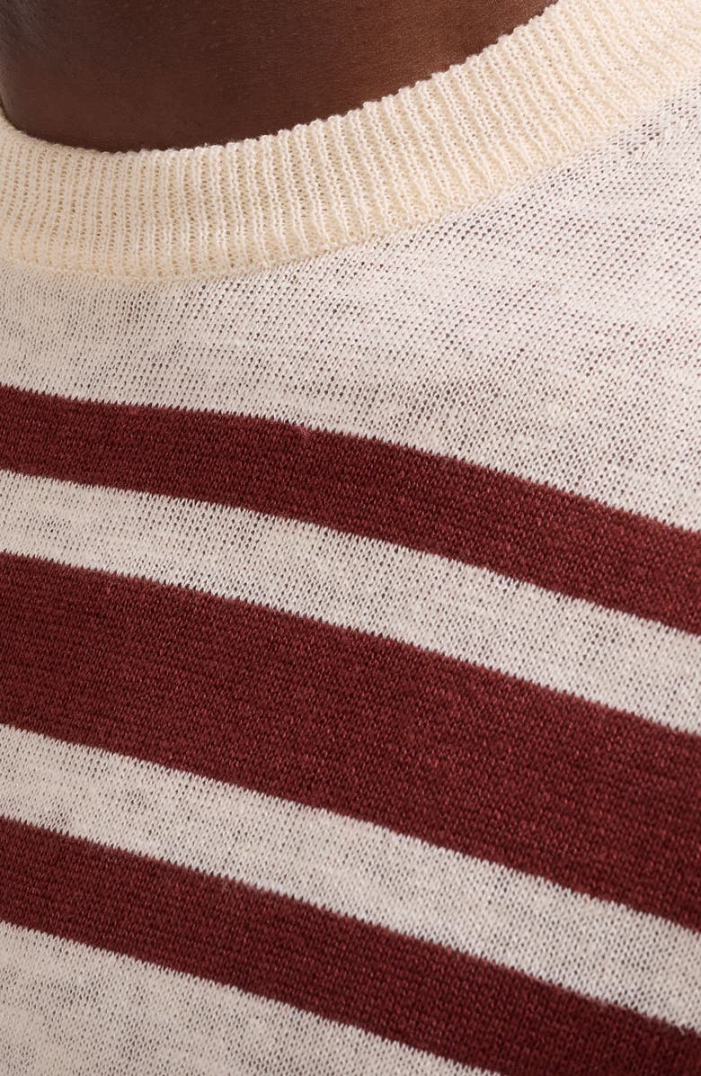 Bugatchi Stripe Short Sleeve Linen & Cotton Blend Sweater, Alternate, color, Sienna
