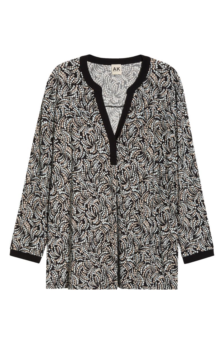 AK ANNE KLEIN Split Neck Tunic, Alternate, color, Anne Black Mutli