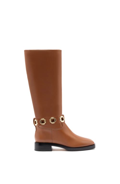 Larroude Milan Flat Boot In Caramel