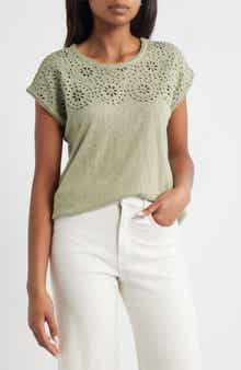 Bobeau Caty Embroidered Eyelet Tank