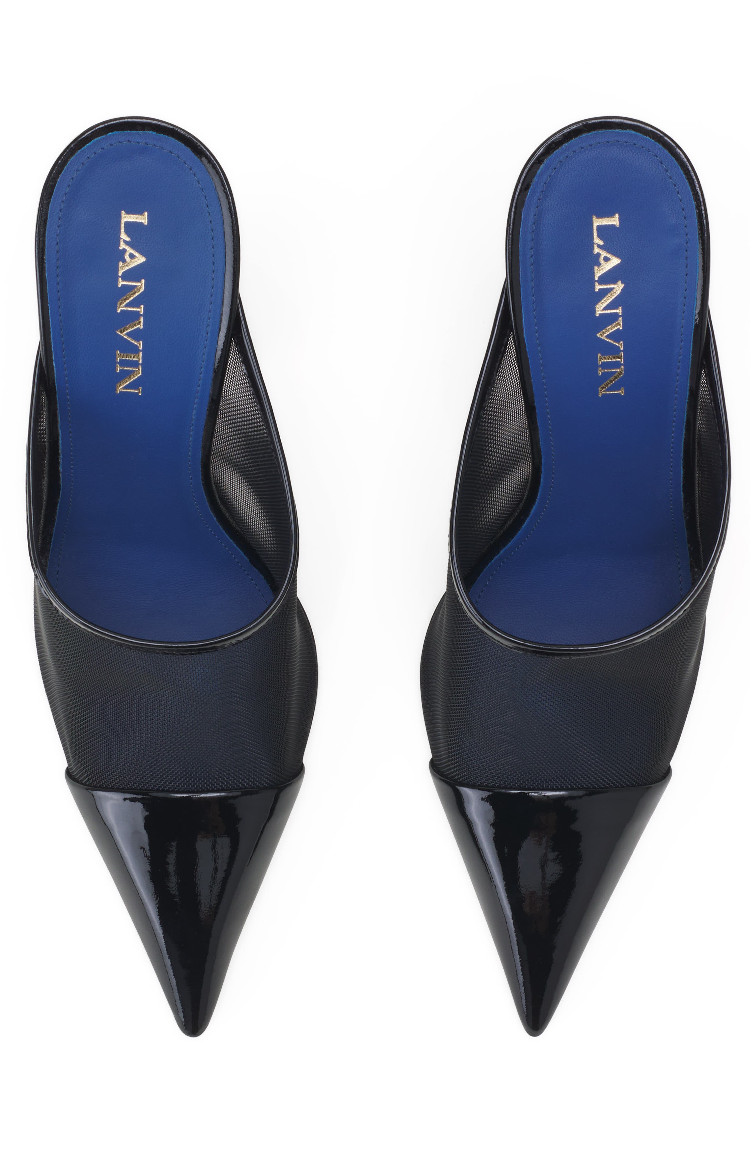 Lanvin Nocturne Mule In Mesh And Patent Leather, Alternate, color, Black