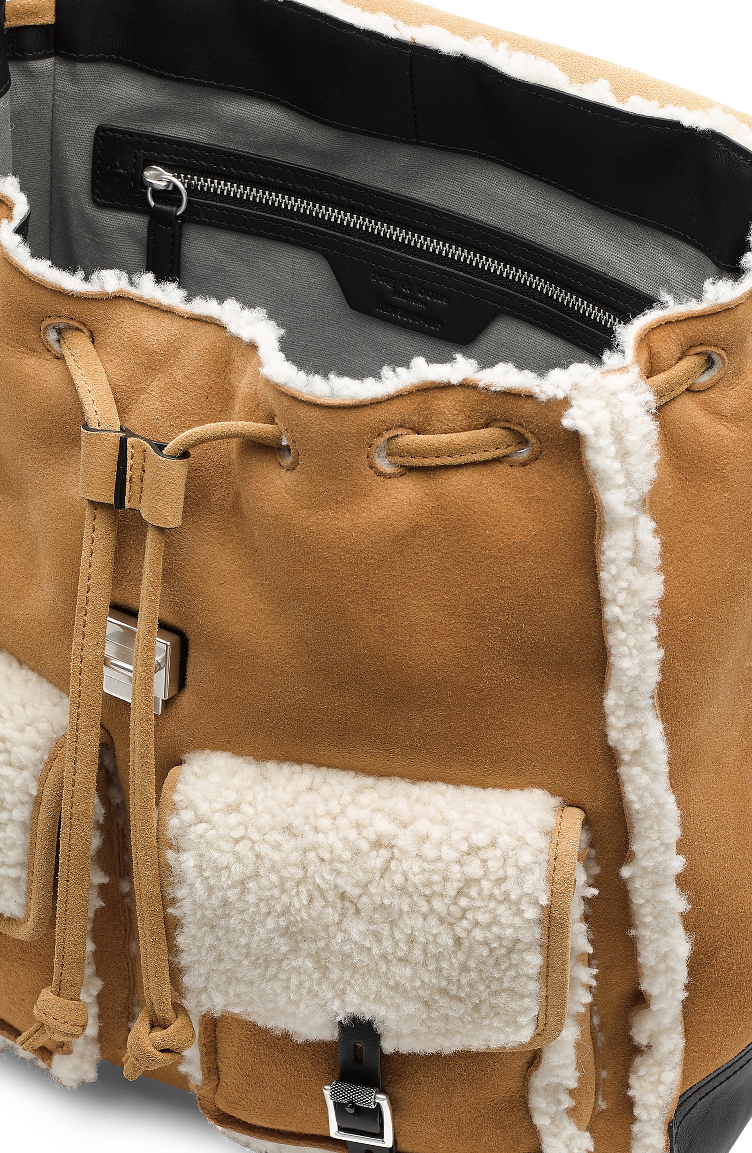 rag & bone Small Suede Genuine Shearling Field Backpack, Alternate, color, 