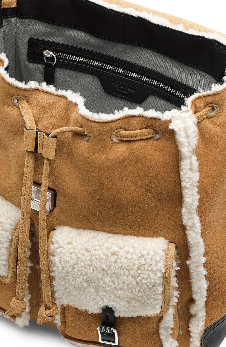 rag & bone Small Suede Genuine Shearling Field Backpack, Alternate, color,