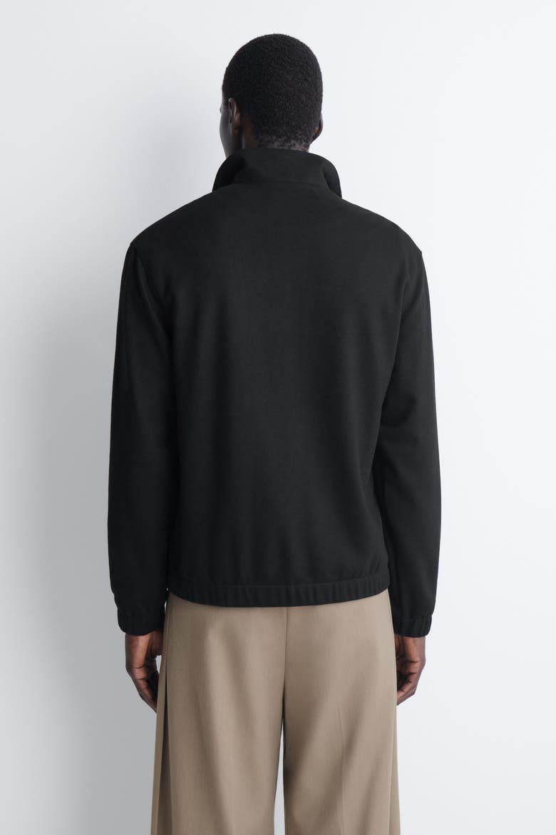 Jersey Mock-Neck Zip-Up Blouson Jacket, Alternate, color, BLACK