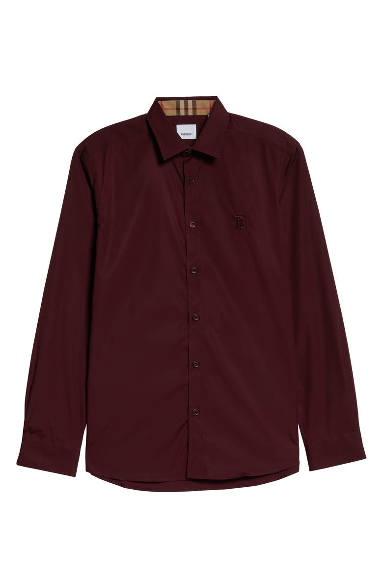 Burberry Sherwood Monogram Motif Slim Fit Stretch Cotton Poplin Button-Up Shirt, Alternate, color, 