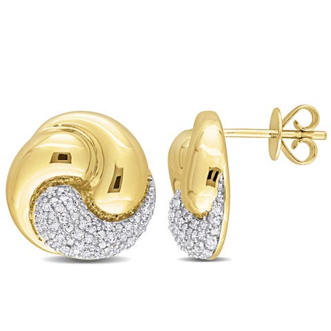 Diamond Swirl Stud Earrings 14k Yellow Gold