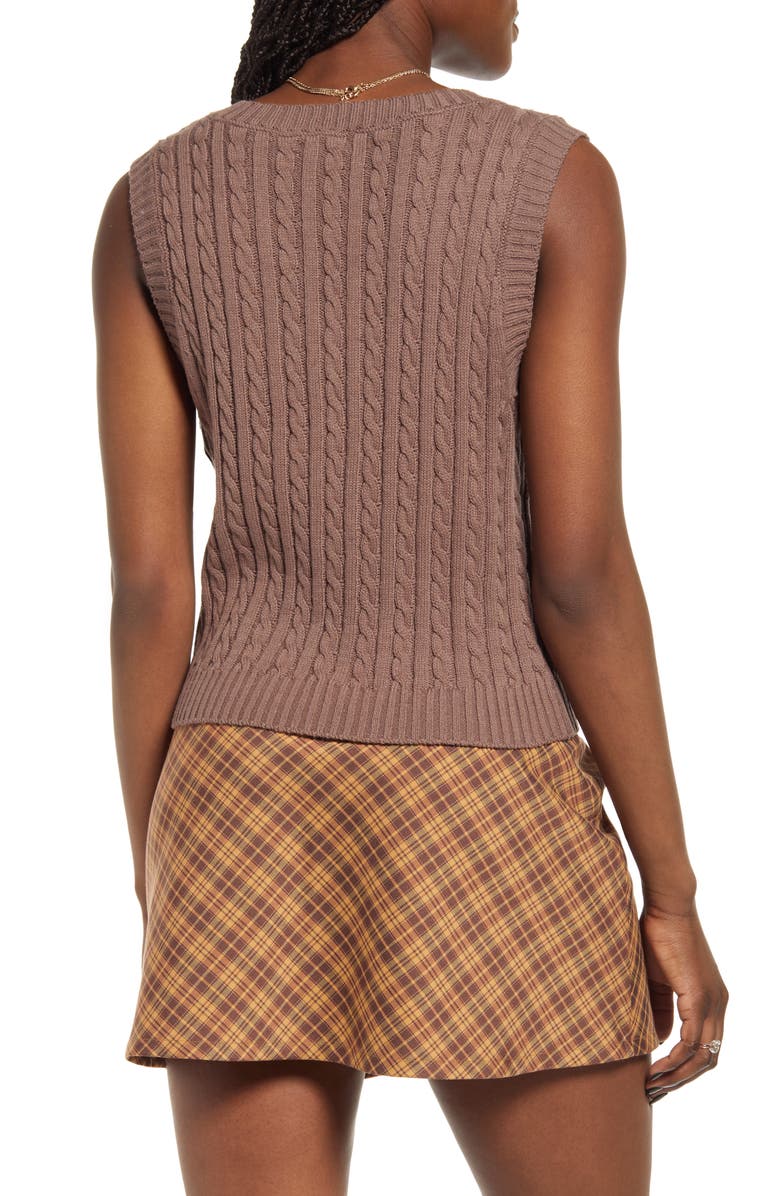 BP. Cable Knit Sweater Vest, Alternate, color,