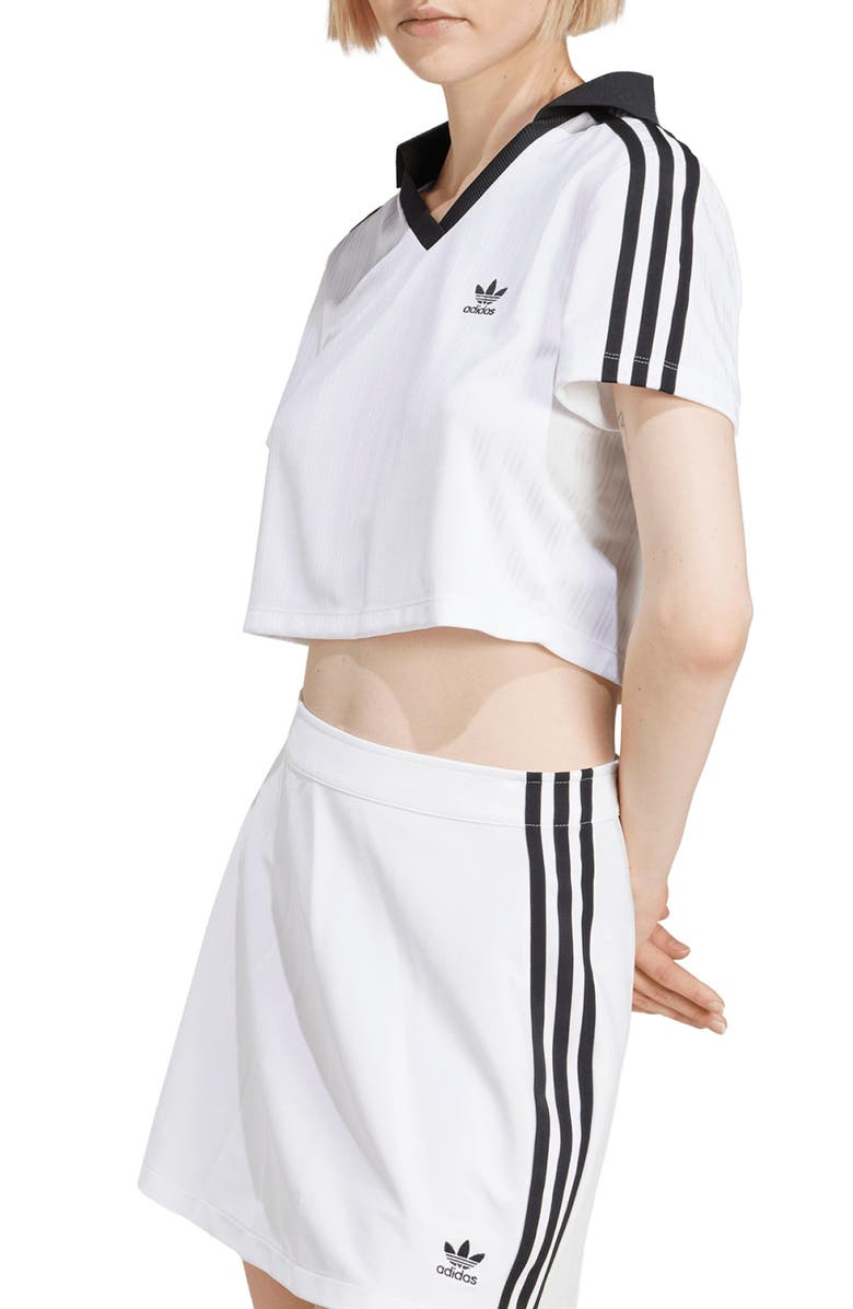 adidas Originals Adicolor Jacquard Crop Soccer Polo, Main, color, White