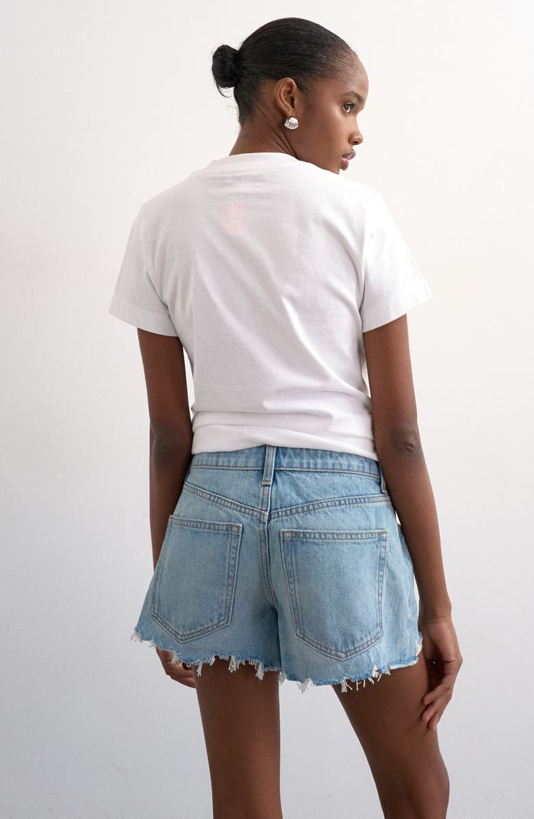 Topshop Distressed Denim Cutoff Shorts, Alternate, color, Light Blue